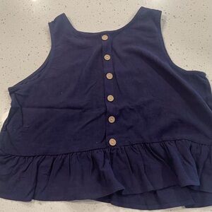Navy Sleeveless Top with Button Back and Pants
